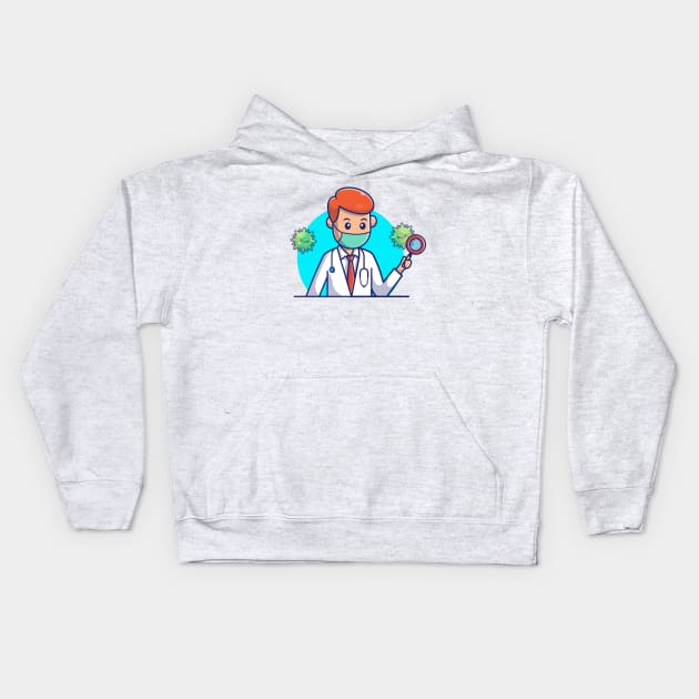 Doctor Searching for Virus Cartoon Kids Hoodie by Catalyst Labs